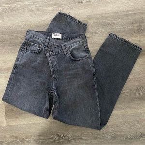 Agolde Criss Cross Upsized Relaxed Fit Washed Black Jeans 23